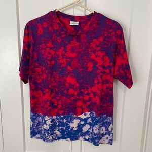 DRIES VAN NOTEN Floral 2-Print Red/Purple Floral S/S Tee Sz S (runs M) VGC